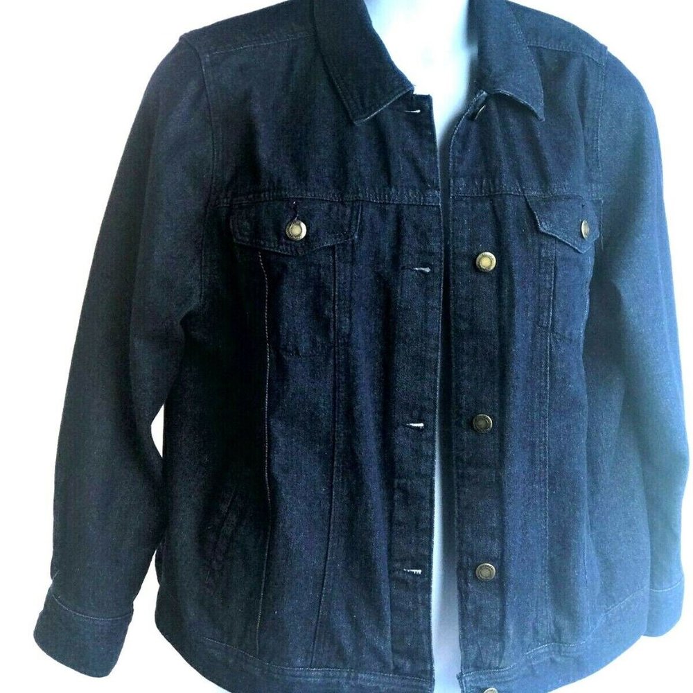 Jessica London Plus Size Denim Jacket, Dark Blue, Size 18W